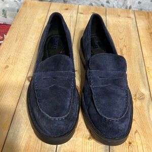 Born Navy Suede Leather Penny Loafers Women’s Size 9